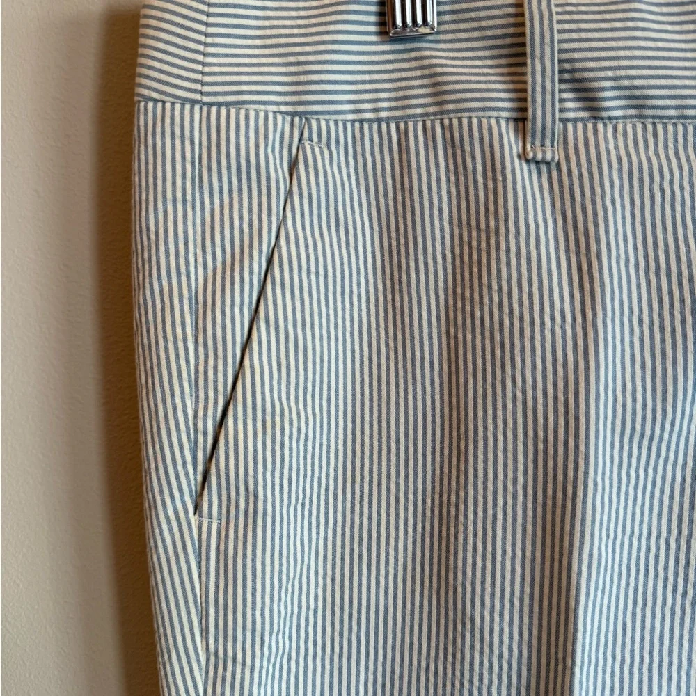 J Crew Women's 10 Seersucker Pants Striped City Fit Beach coastal Preppy Travel‎